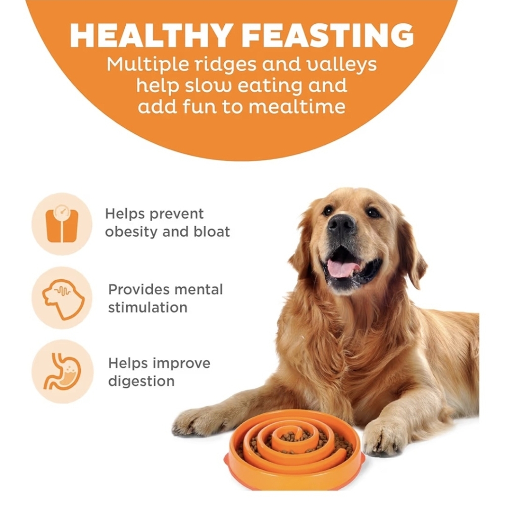 Orange Slow Feeder Dog Bowl
